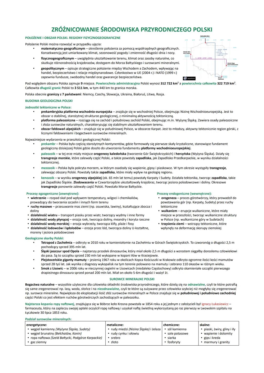 zróżnicowanie środowiska przyrodniczego Polski 