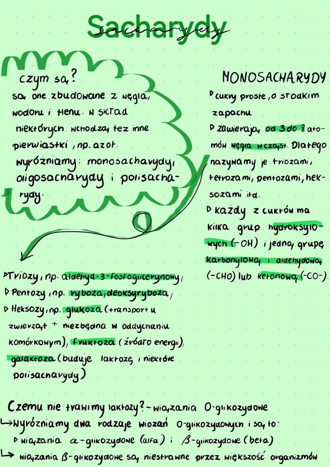 m
Sacharydy
czym sa, ?
sa, one zbudowane z węgla,
wodoru i Henu. W SKTad.
niektórych wchodza, tez inne
pierwiastki, np. azot.
wyróżniamy: mo