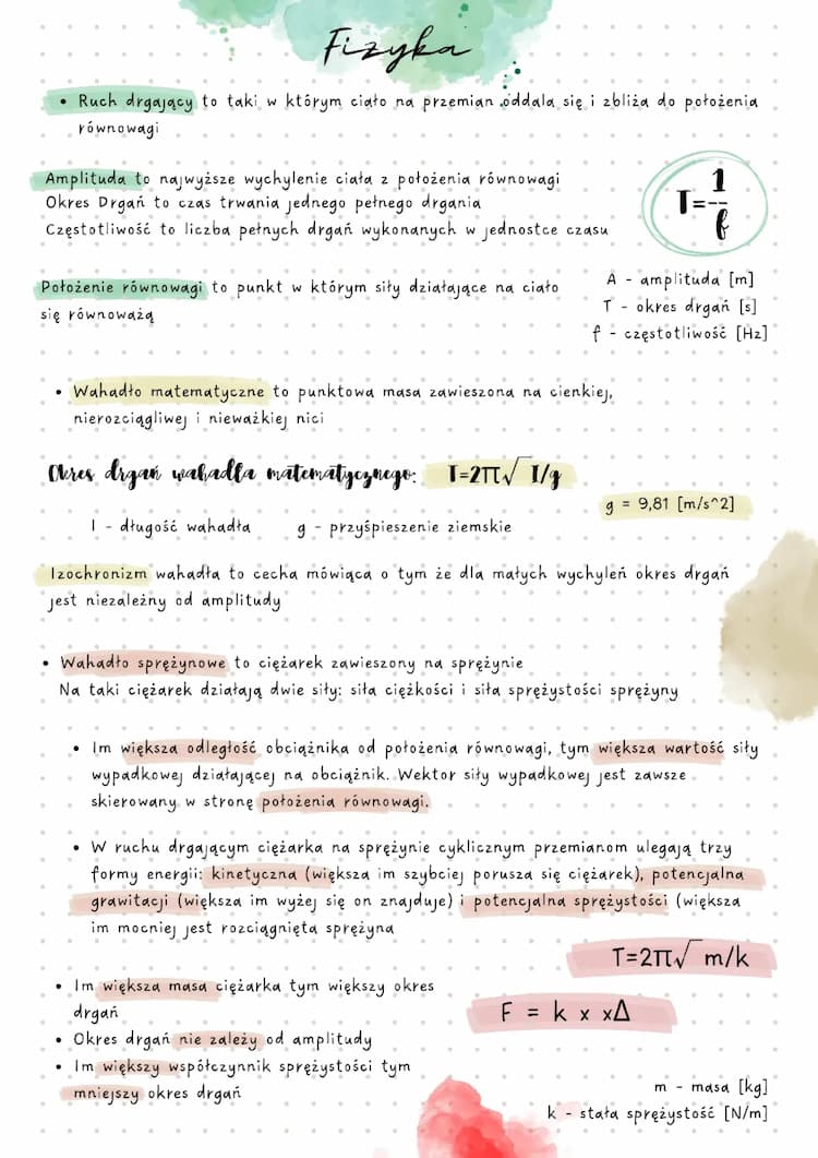 Know Ruch drgający, wahadło matematyczne, sprężynowe thumbnail