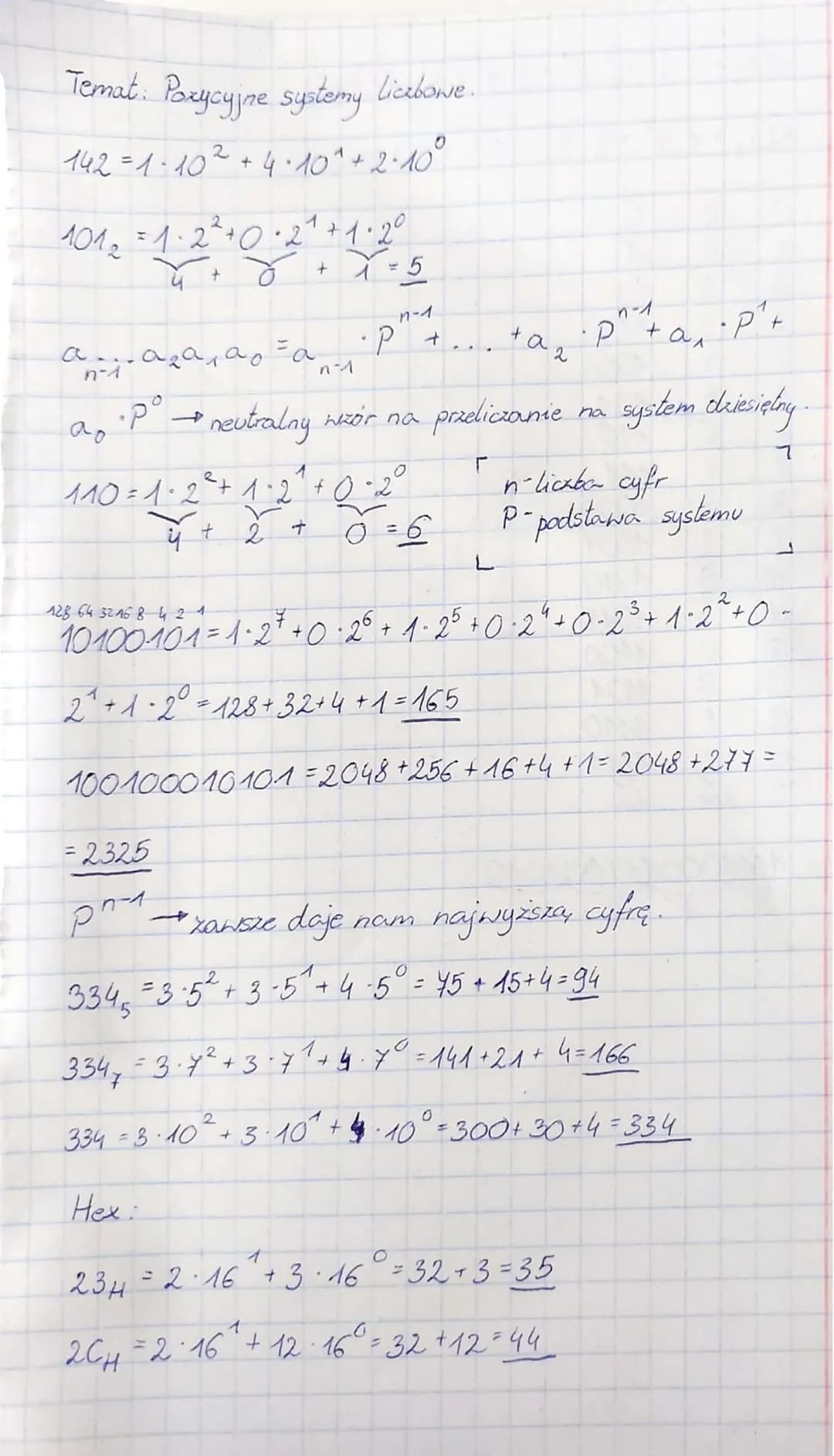 Temat: Poxycyjne systemy liczbowe.
142=1-10² +4·10 ^ +2·10°
2
1012 = 1·2
x + r
а... аза, ас-а
n-1
a
po
= 2.325
pra
y
0.2
t
1
Hex:
2
+
+1.2°
