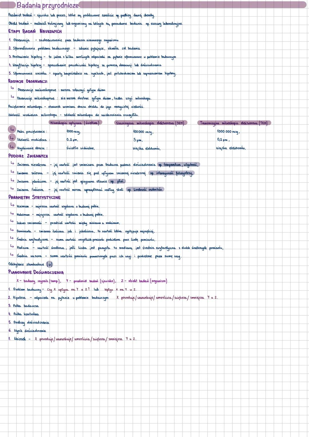 # Badania przyrodnicze
Peedmiot badań zjawisko lub proces, które są poddavane analizie np. prebieg danej choroby.
Obicht badań materiał biol