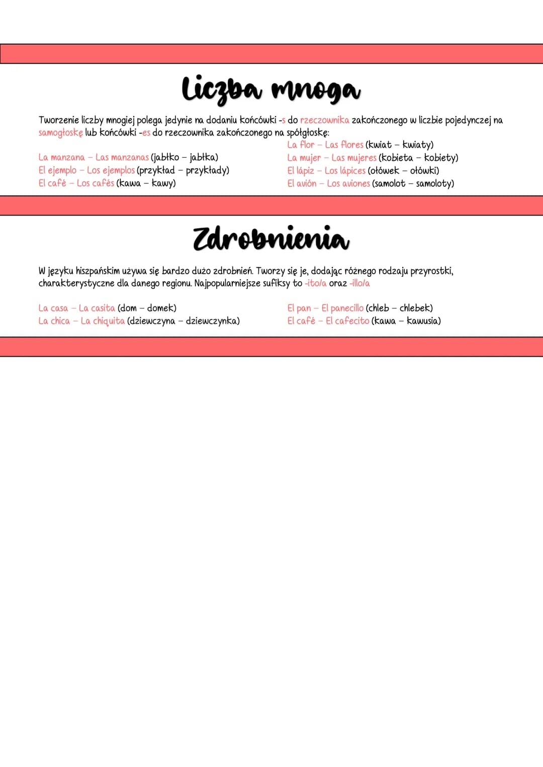 Ⓡzeczownik
W języku hiszpańskim rzeczowniki odmieniają się przez liczby oraz rodzaje. Nie występuje zjawisko deklinacji, natomiast
charakter