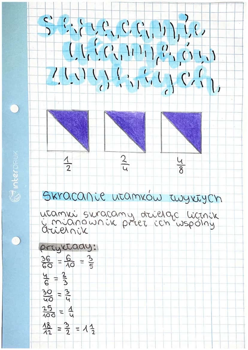 interDRUK
Oristamia
!!,%,! CLASS
1²
2
·licznik
-kreska utamkowa
Przykłady utamków:
3
28
25
f
71 41 12 1 9 18 26
utamki
właściwe
12
14
utamek