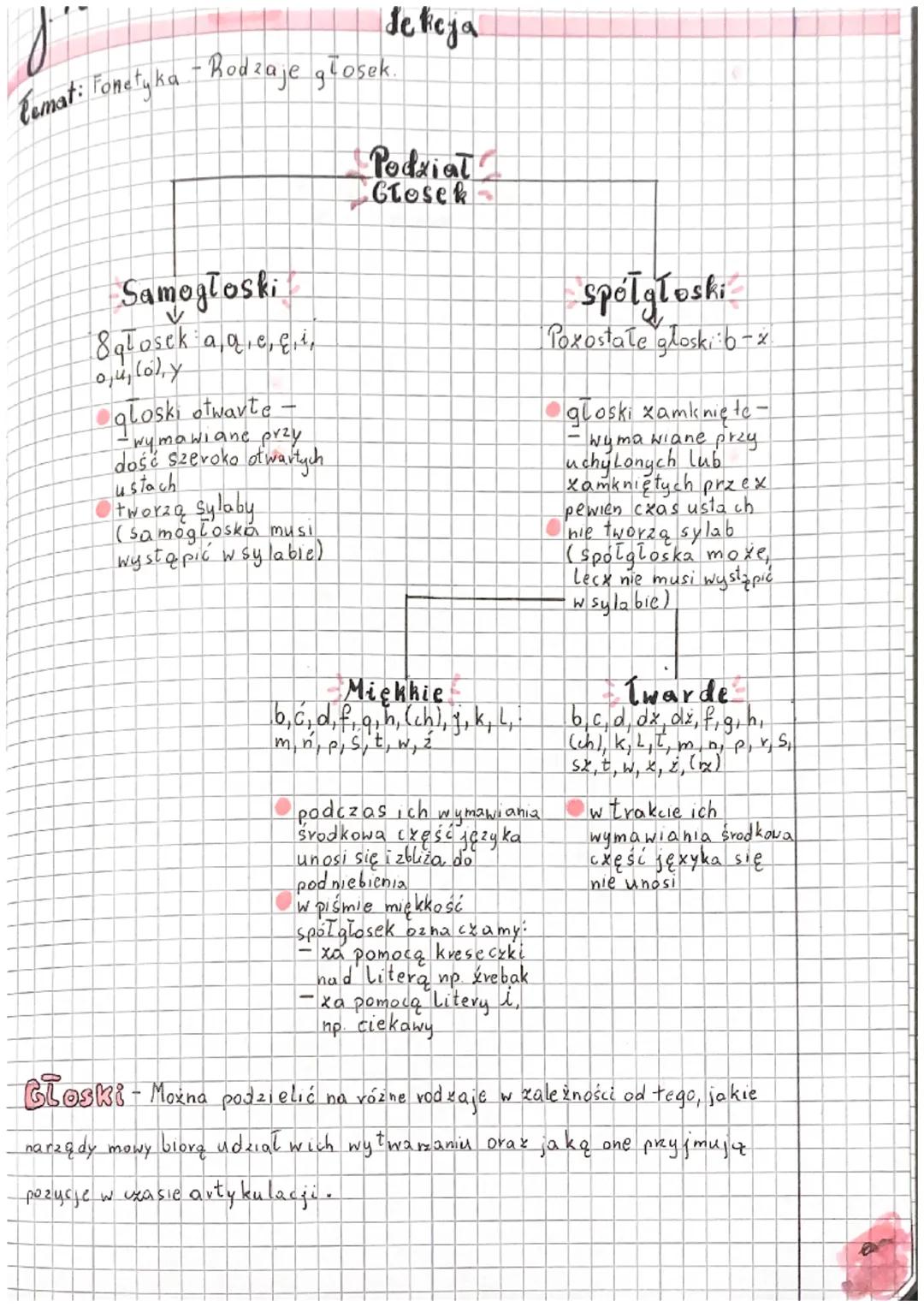 s
Remat: Fonetyka - Rodzaje głosek.
Je keja
Samogłoski
8 głosek a aie, E.i.
oju, lol, y
Ogłoski otwarte -
-wymawiane przy
dość szeroko otwar