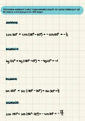 Know Obliczanie wartości funkcji trygonometrycznych dla kątów większych od 90 stopni, a mniejszych niż 180 stopni thumbnail