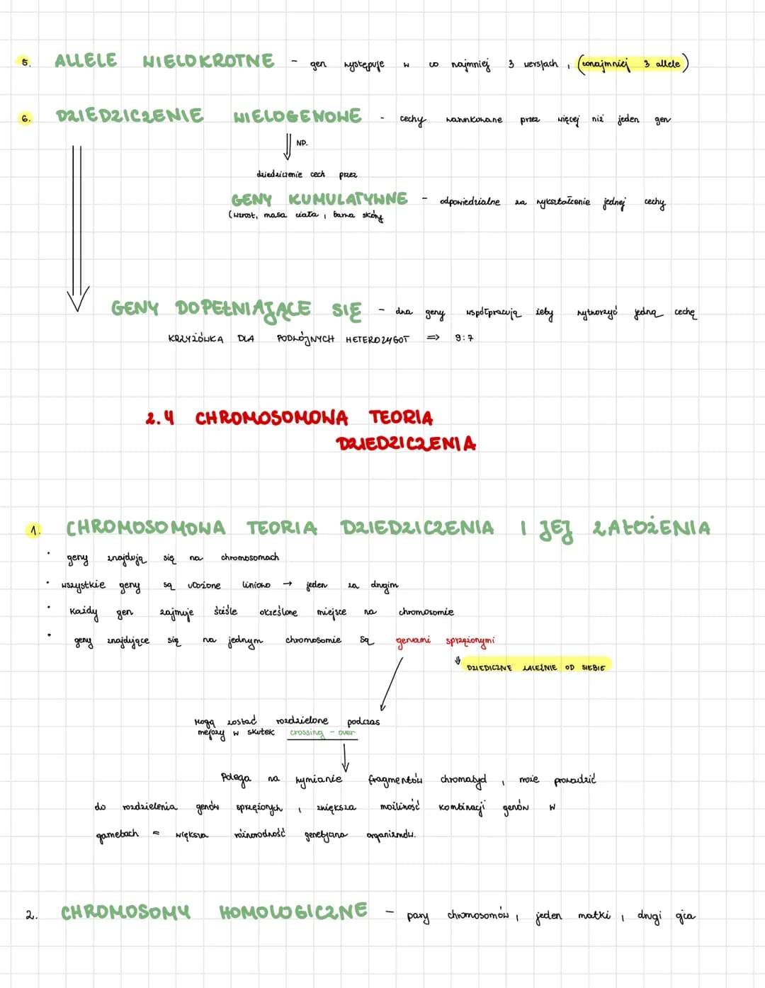 A. GENOTYP-espół wszystkich
2. FENOTYP - cechy, które
3. GEN=
4.
5.
|| występuje w
ALLEL
Į
DOMINUJĄCE
caostecaka
ciemne oczy
grupa krwi
pieg