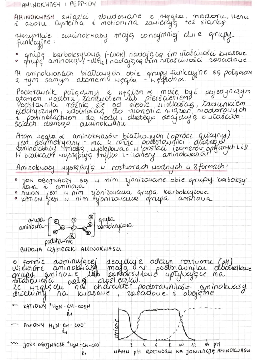 AMINOKWASY I PEPTY DY
AMINOKWASY 2Higzka zbudowane 2 węgue, modoru, thenu
azotu. Cysteina i metionina zawieraj's też siarkę
Wszystkie aminok