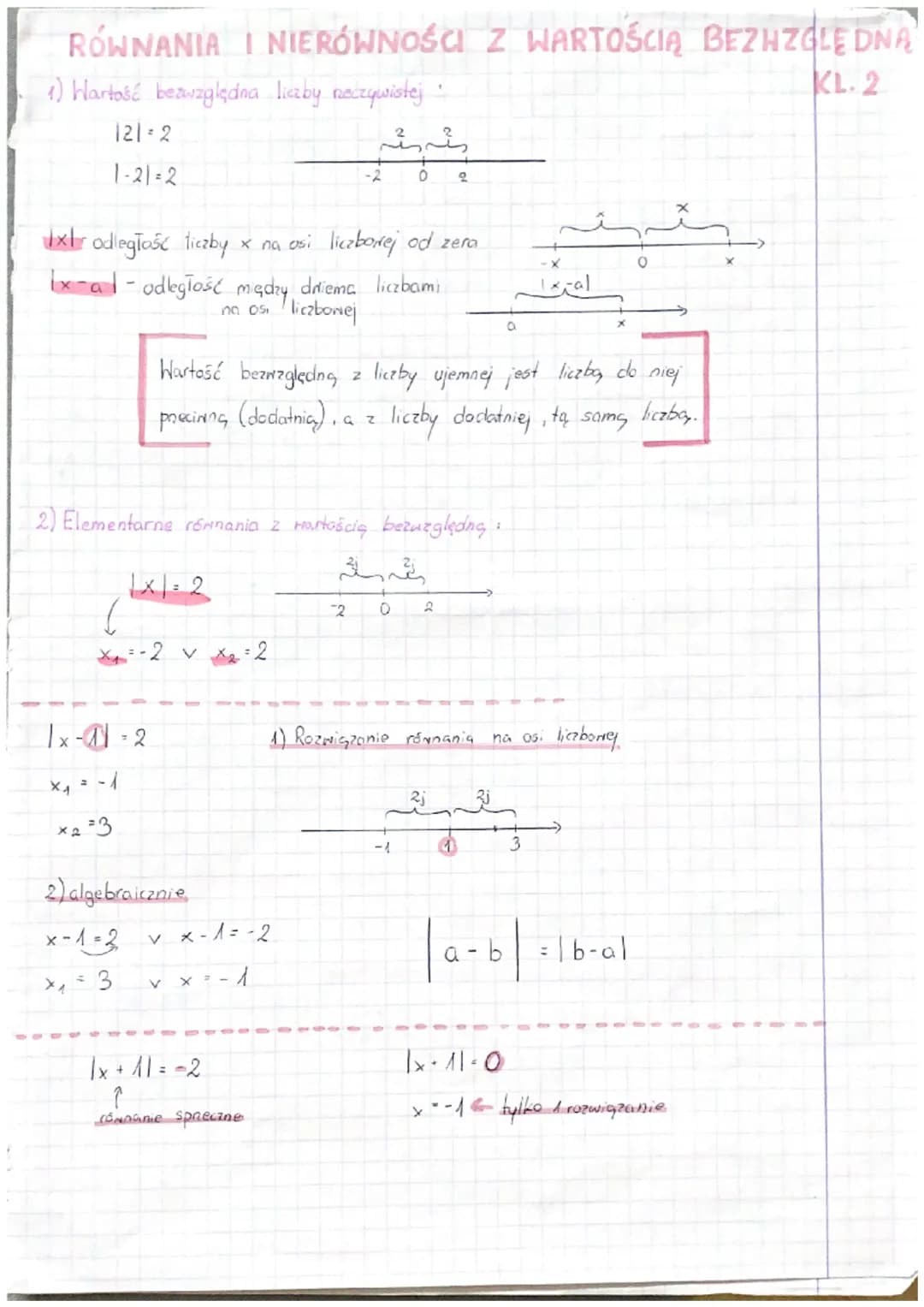 RÓWNANIA I NIERÓWNOŚCI Z WARTOŚCIĄ BEZHZGLĘDNA
KL. 2
1) Wartość bezwzględna liczby rzeczywistej
121=2
1-21=2
1xtr odległość liczby x na osi 