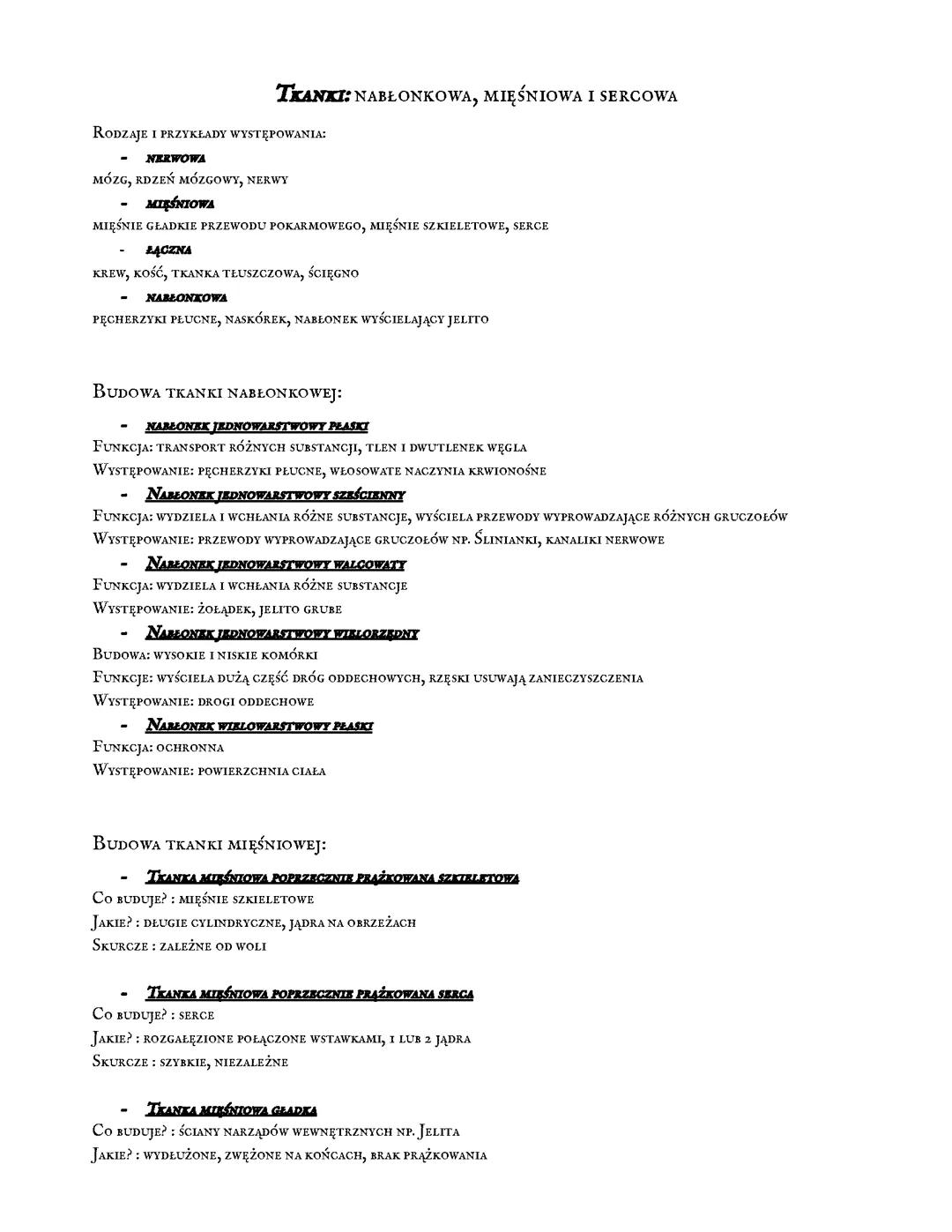 Tkanki: podstawowe informacje o nabłonkowej, mięśniowej i nerwowej