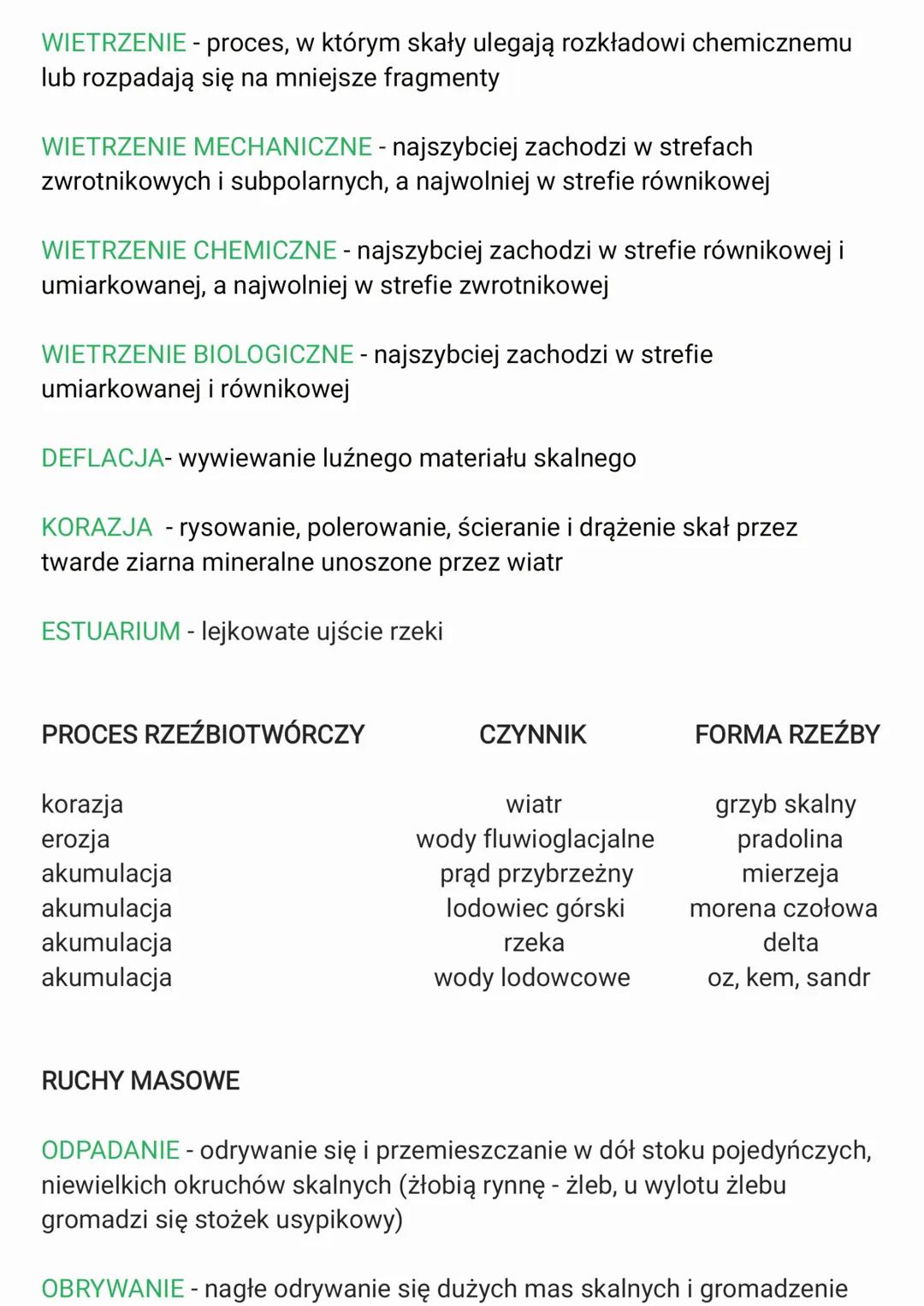 WIETRZENIE - proces, w którym skały ulegają rozkładowi chemicznemu
lub rozpadają się na mniejsze fragmenty
WIETRZENIE MECHANICZNE - najszybc