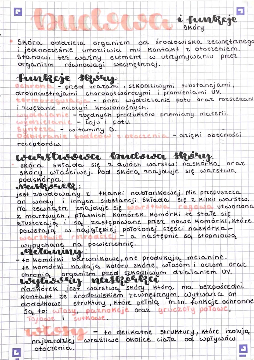 # Skóra i funkcje skóry

- Skóra otacza organizm od środowiska zewnętrznego i jednocześnie umożliwia mu kontakt z otoczeniem. Stanowi też wa