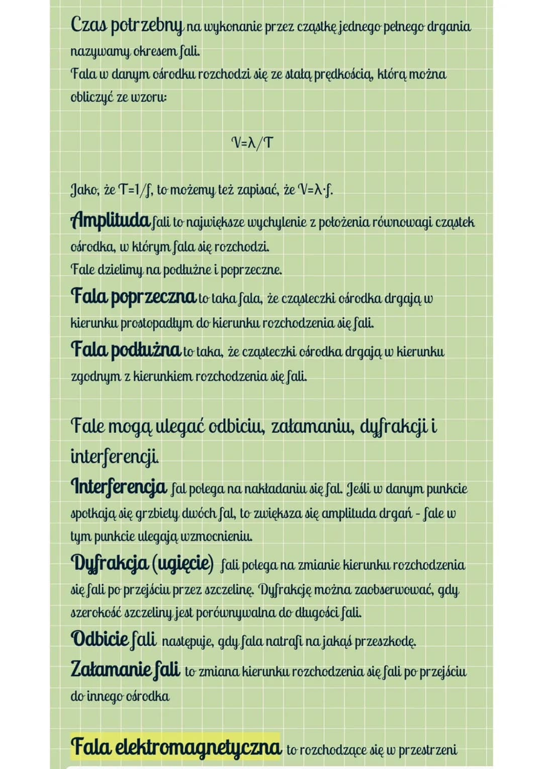 Ruch drgający
Ciało przemieszcza się po tym samym torze tam i z powrotem i ruch
powtarza się w równych odcinkach czasu.
Czas potrzebny na wy