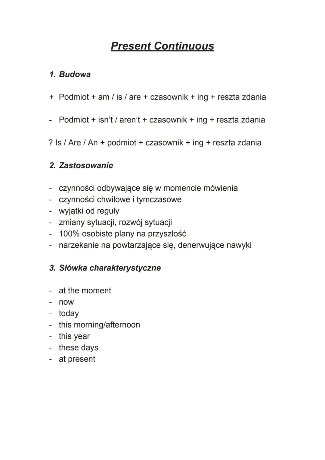 Gramatyka Język Angielski
W zeszycie znajdują się definicje wszystkich czasów w języku
angielskim. Czasy przedstawione zostały w następujące