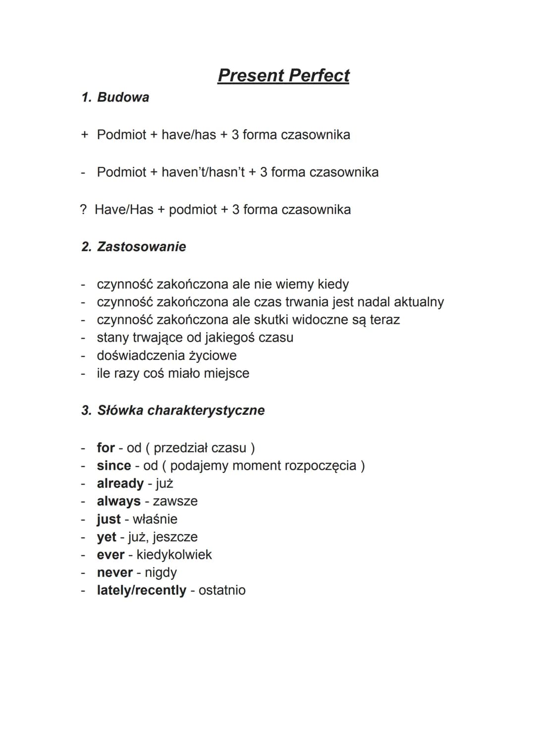 Gramatyka Język Angielski
W zeszycie znajdują się definicje wszystkich czasów w języku
angielskim. Czasy przedstawione zostały w następujące