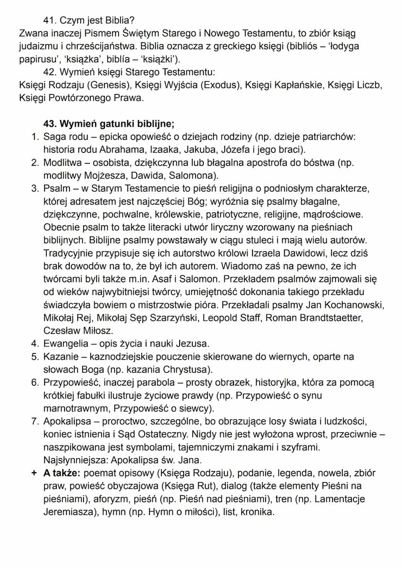 BIBLIA - ogólne;
1. Jakie są przyczyny popularności Biblii:?
źródło prawdy dla wierzących, kodeks moralny
zaspokaja ludzką ciekawość na tema