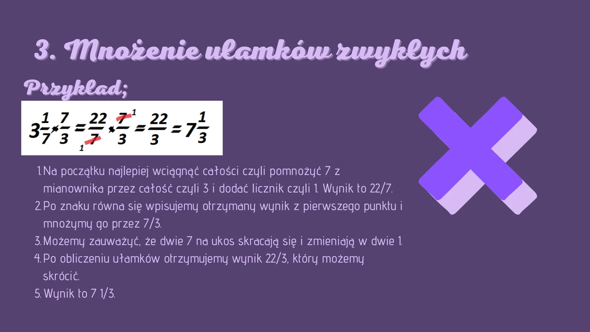 דייוייוייד
Drialania na
ulamkach zwyklych i
dziesiętnych Ulamki zwykle
Co to są ułamki zwykłe?
Każdy ułamek zwykły składa się
z trzech eleme