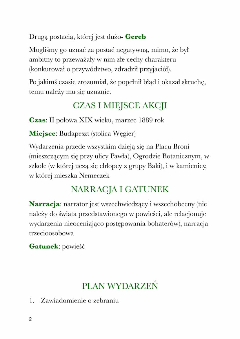 F. Molnár
CHŁOPCY Z PLACU
BRONI
Są dwie grupy chłopców:
Chłopcy z Placu Broni (Janosz Buka (przywódca), Ernest
Nemeczek, gerez, Czele, Czana