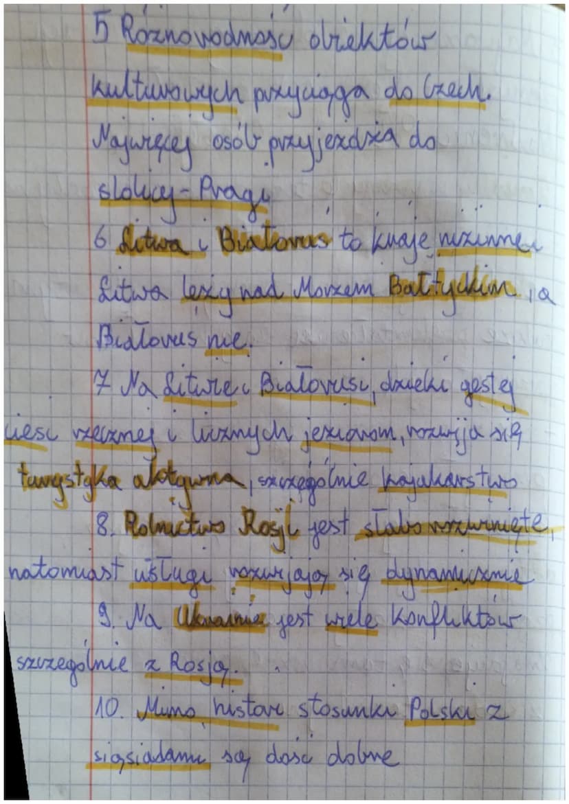 Geografia
1 Polska graniczy z Fpanstwami
Polska
Niemcyg
ету
Corestry
Помадами
Ukraina
Roya
Sutwor
Białorus
2 Miegdy's gospodarka Miemiec opi