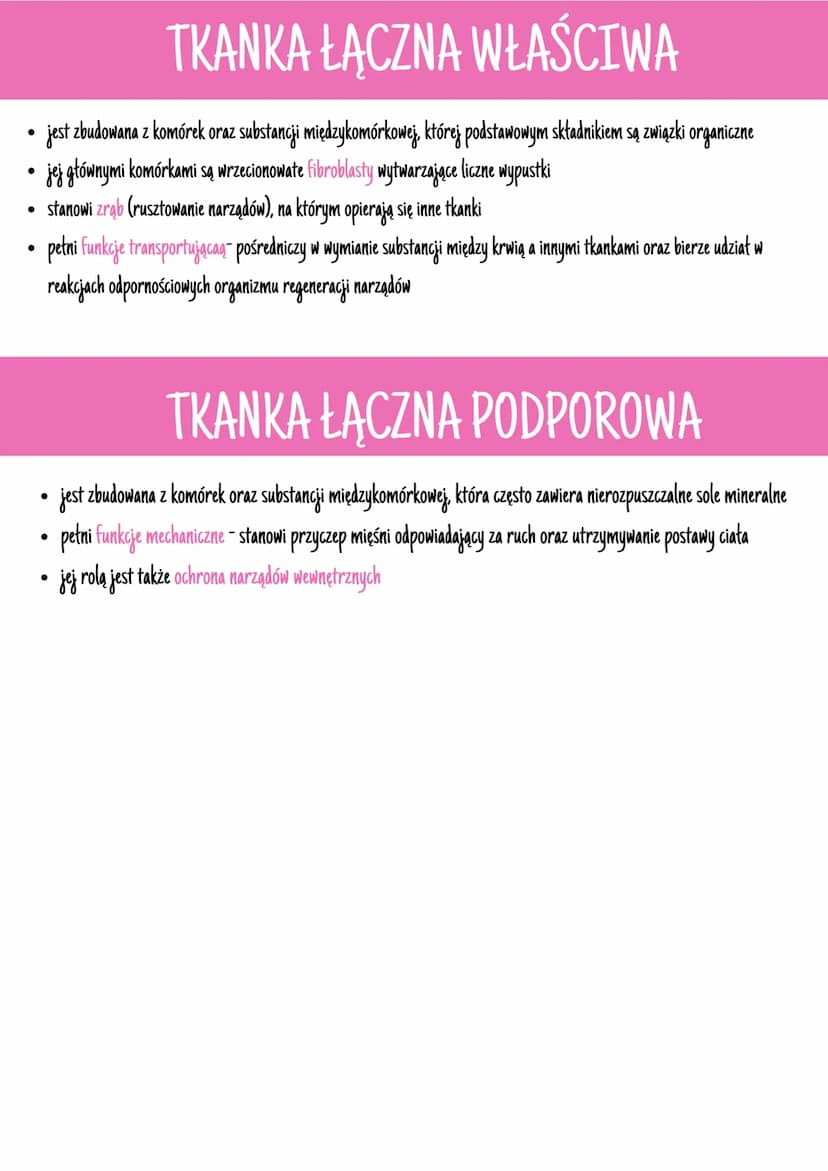 --- OCR Start ---
CECHY TRANKI ŁĄCZNEJ
• Wszystkie rodzaje tkanki łącznej powstają z mezenchymy, czyli tkanki łącznej zarodkowej. Jest ona z