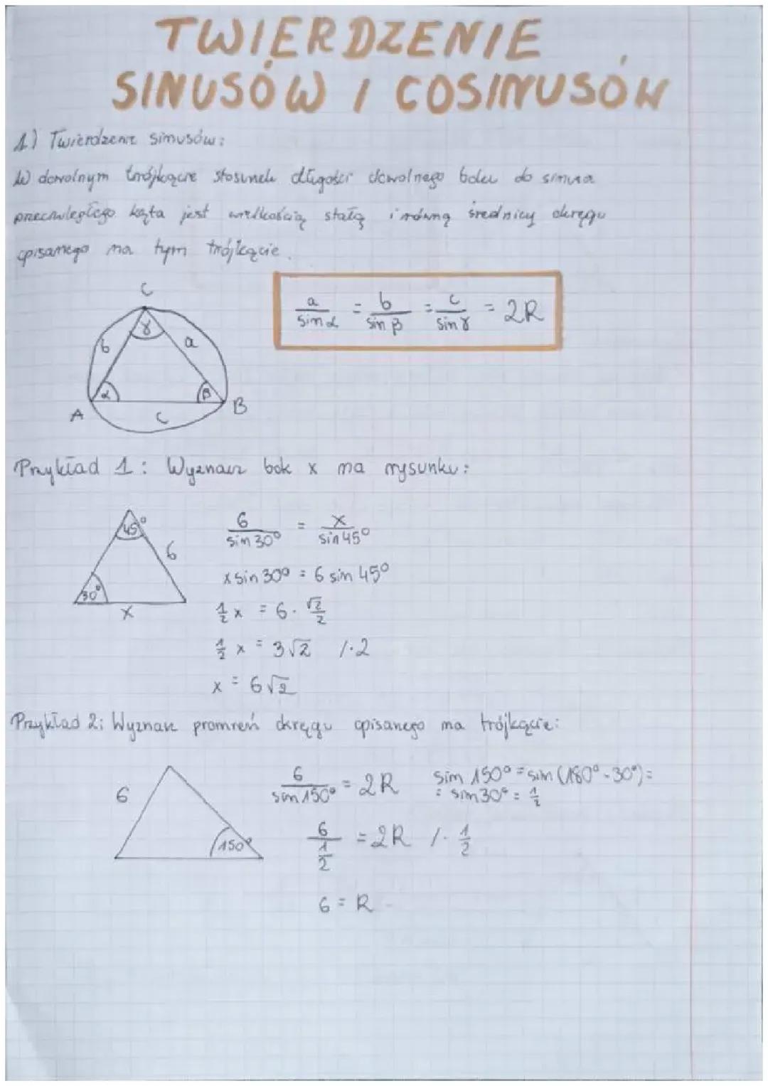 Twierdzenie sinusów i cosinusów