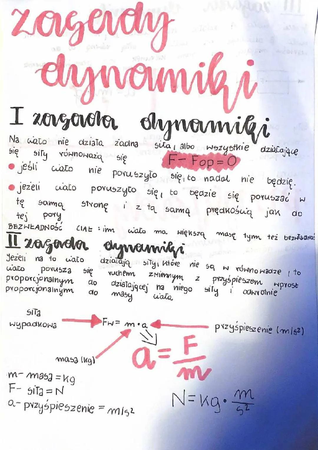 Zasady dynamiki Newtona - wzory, przykłady z życia, ściąga dla dzieci