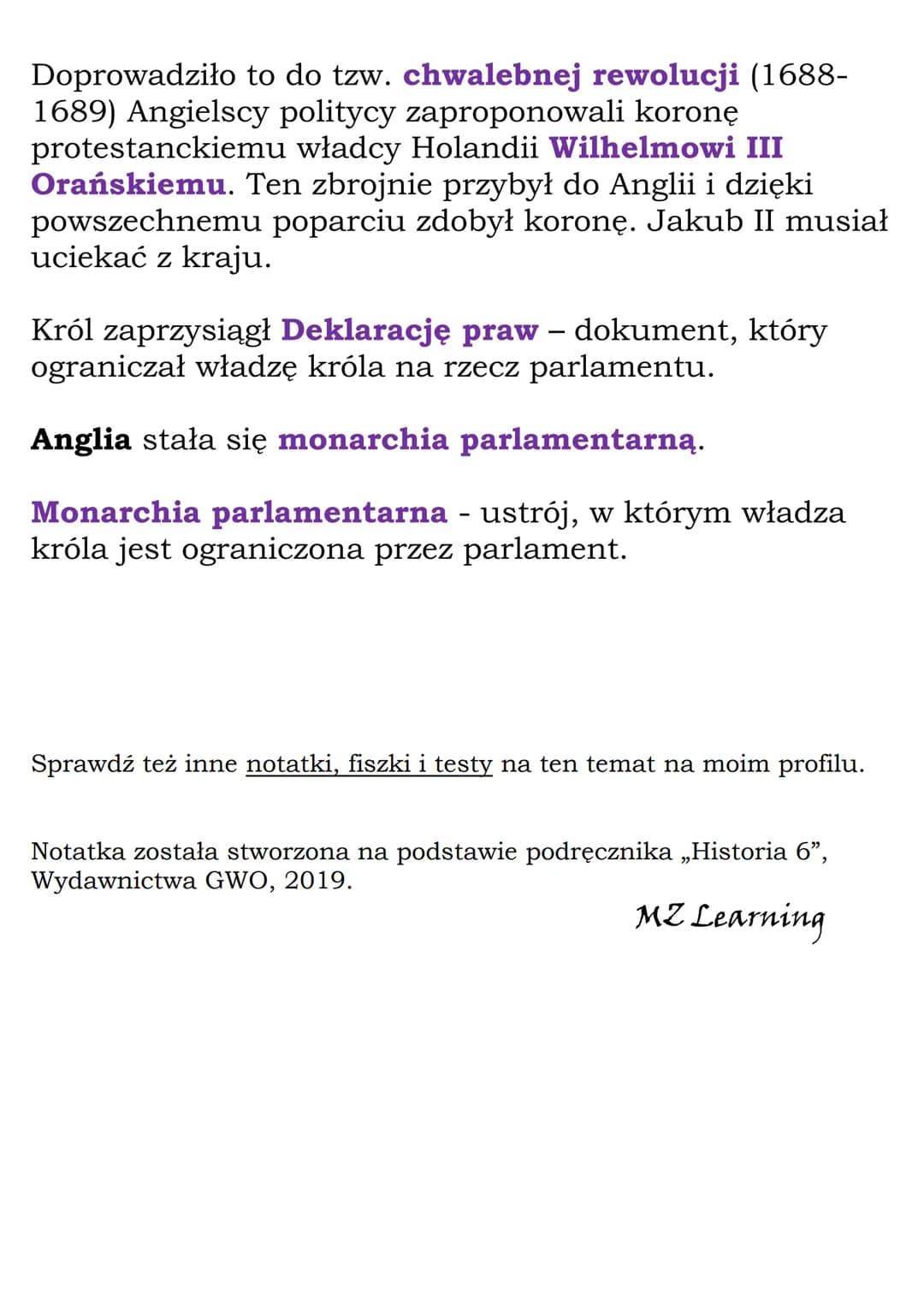 Monarchia parlamentarna
w Anglii
Elżbieta I Wielka (córka Henryka VIII) rządziła w
Anglii w latach 1558 – 1603. Okres jej panowania
nazywamy