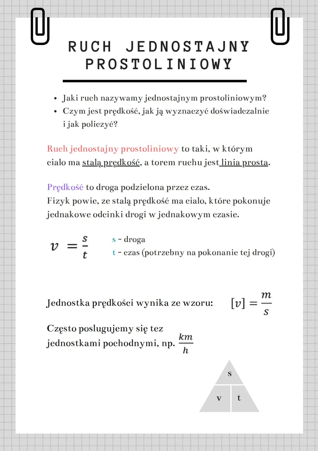 U
RUCH JEDNOSTAJNY
●
PROSTOLINIOWY
●
• Jaki ruch nazywamy jednostajnym prostoliniowym?
Czym jest prędkość, jak ją wyznaczyć doświadczalnie
i