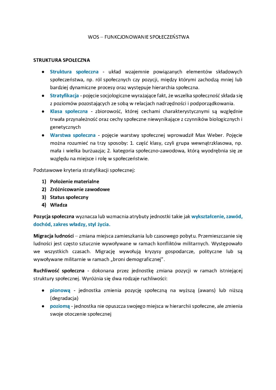 Wos - funkcjonowanie społeczeństwa