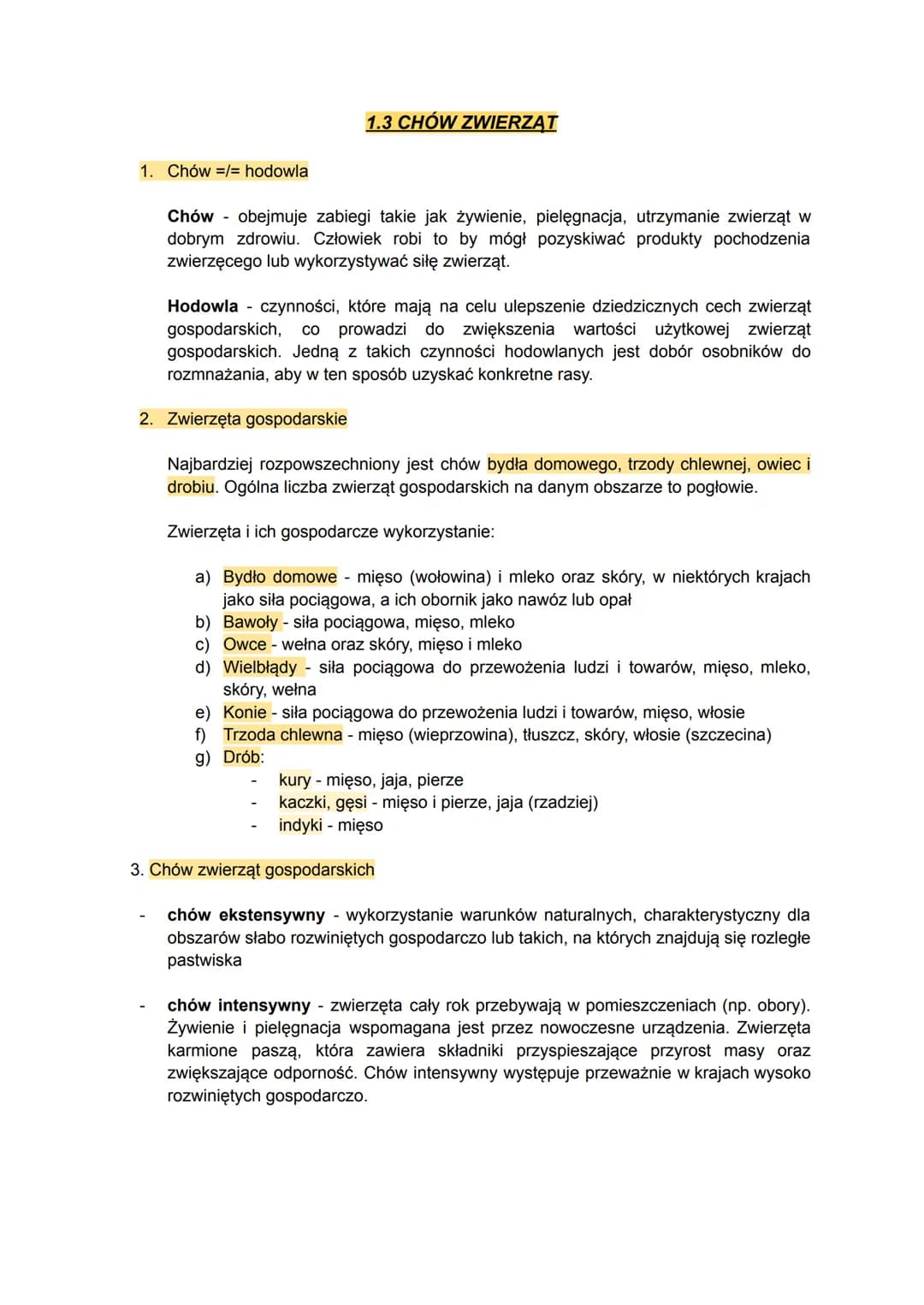 1. Chów / hodowla
1.3 CHÓW ZWIERZĄT
Chów - obejmuje zabiegi takie jak żywienie, pielęgnacja, utrzymanie zwierząt w
dobrym zdrowiu. Człowiek 