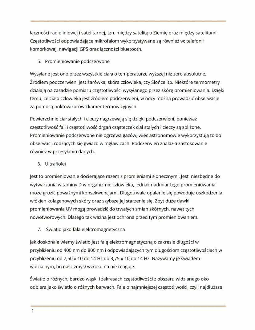 1
1. Właściwości fal elektromagnetycznych
Fale elektromagnetyczne rozchodzą się w próżni z prędkością światła.
● Fale elektromagnetyczne nie