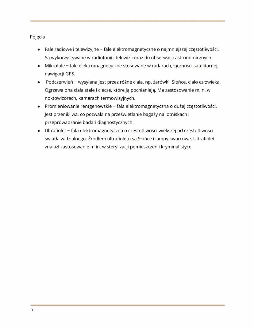 1
1. Właściwości fal elektromagnetycznych
Fale elektromagnetyczne rozchodzą się w próżni z prędkością światła.
● Fale elektromagnetyczne nie