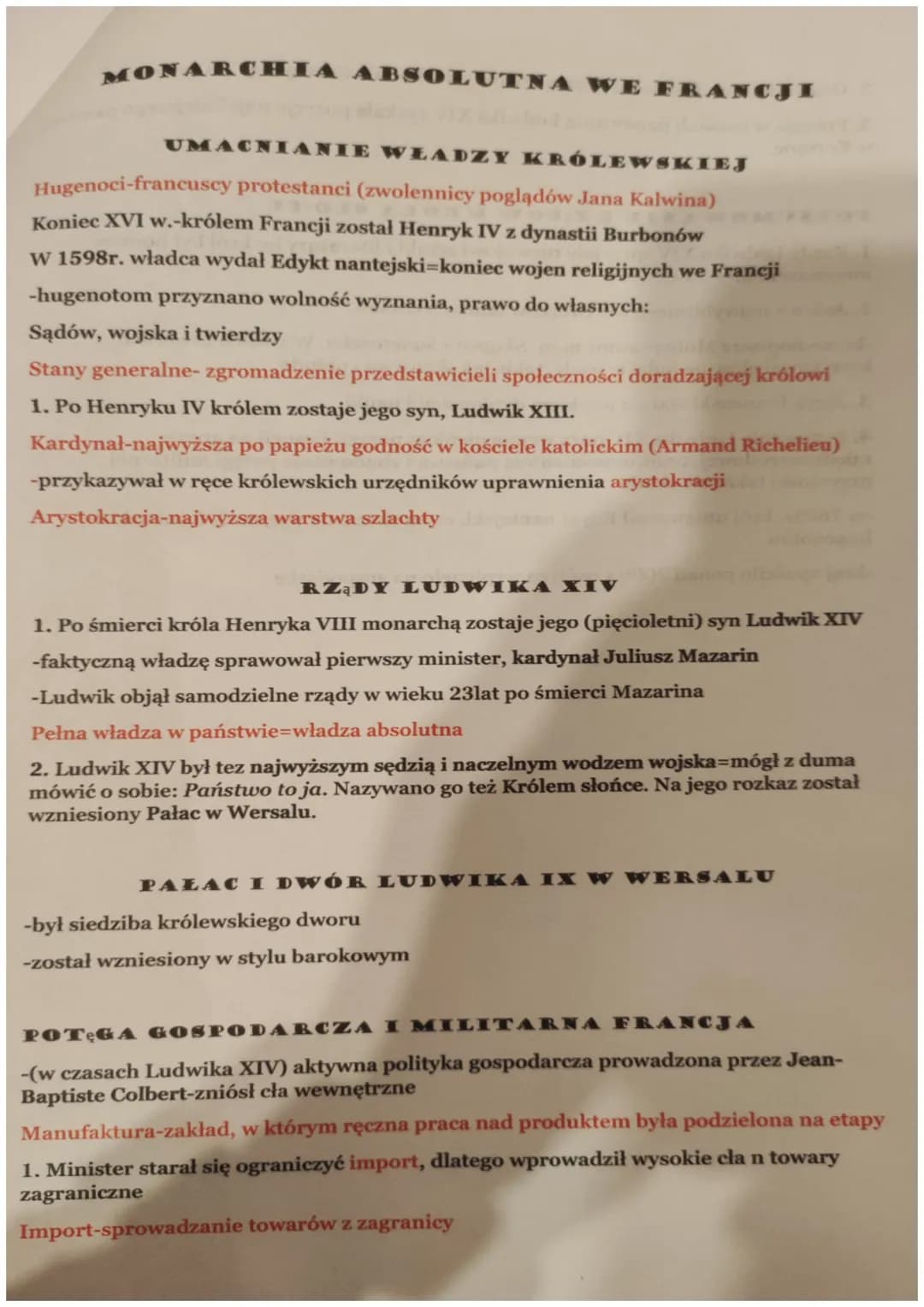 MONARCHIA ABSOLUTNA WE FRANCJI
UMACNIANIE WŁADZY KRÓLEWSKIEJ
Hugenoci-francuscy protestanci (zwolennicy poglądów Jana Kalwina)
Koniec XVI w.