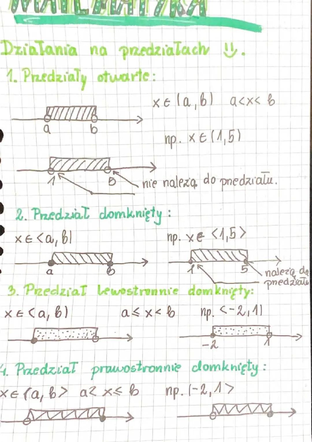 Matematyka - działania na przedziałach 