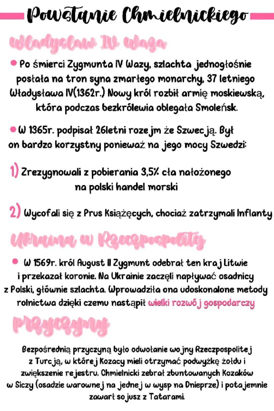 Historia Powstanie Chmielnickiego klasa VI 