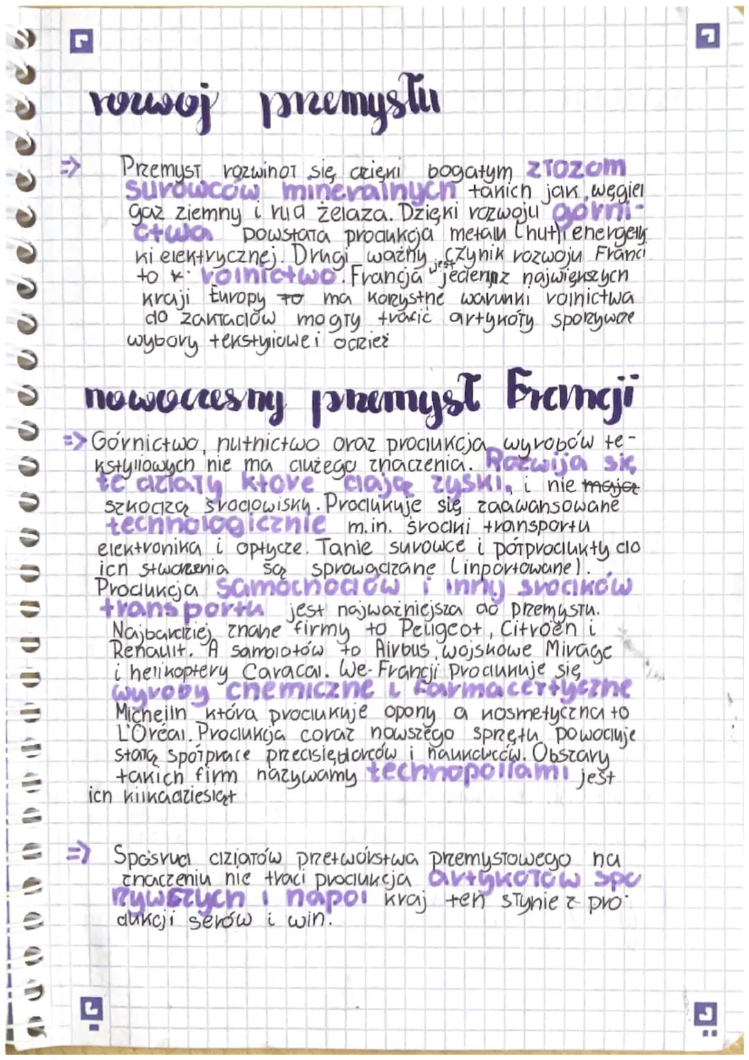 geografia
premyst
Przemysł i usingi
we Francji
7
Przemyst jest 1 z 3 sektorow gospodari. PrzemysṬ wytwa
na przedmiotów substancji, maszyny i