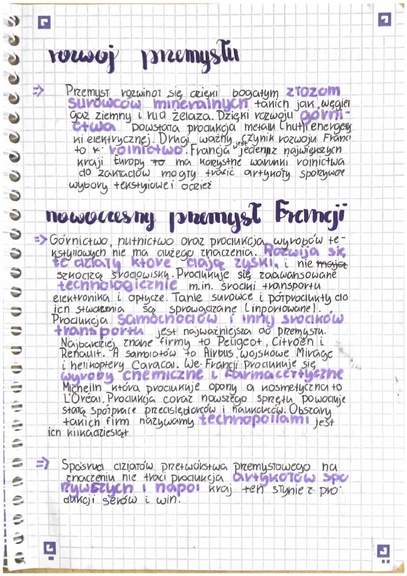 geografia
premyst
Przemysł i usingi
we Francji
7
Przemyst jest 1 z 3 sektorow gospodari. PrzemysṬ wytwa
na przedmiotów substancji, maszyny i