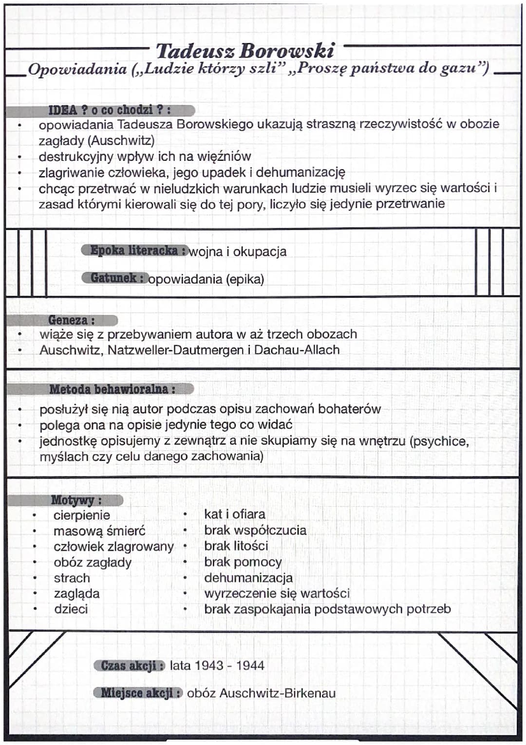 opowiadania Tadeusza Borowskiego „Proszę państwa do gazu” „Ludzie którzy szli”