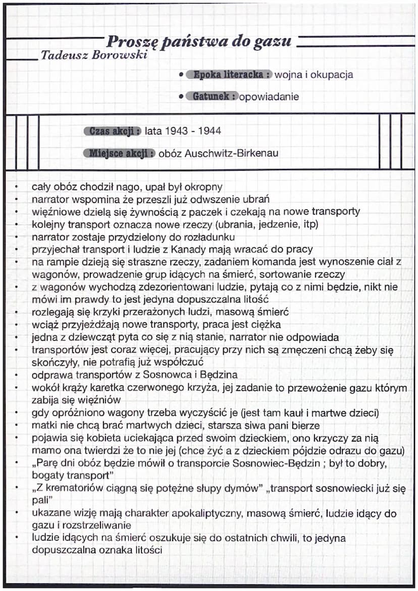 Tadeusz Borowski
Opowiadania (,,Ludzie którzy szli",,Proszę państwa do gazu")
IDEA? o co chodzi? :
opowiadania Tadeusza Borowskiego ukazują 