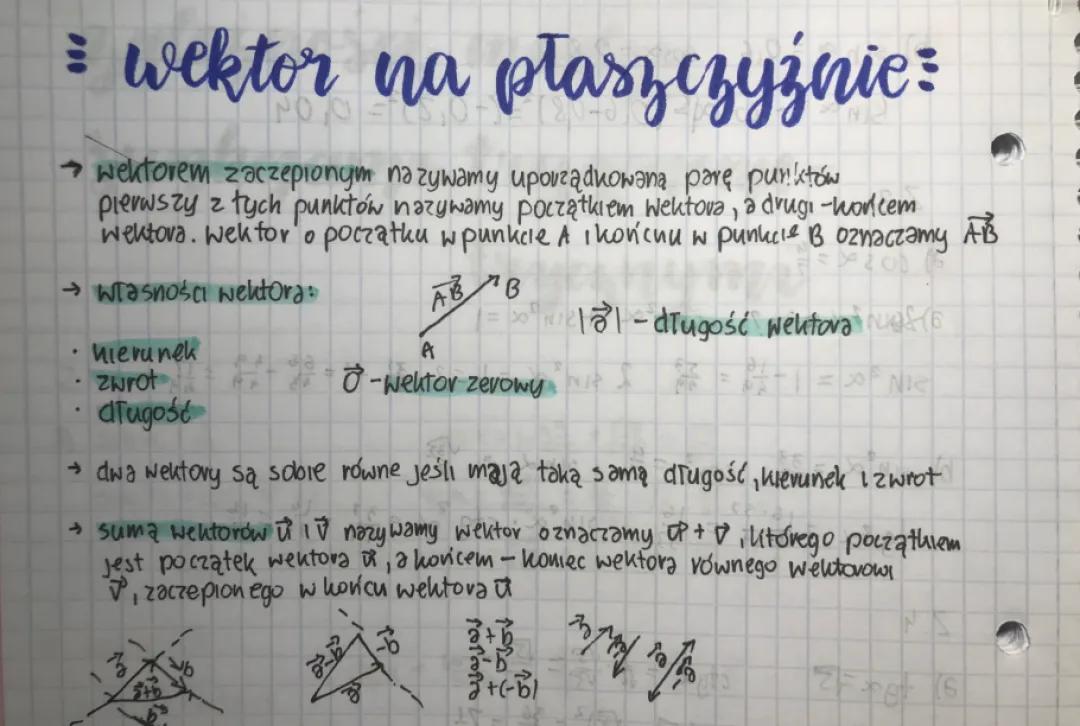 Wektor na płaszczyźnie - zadania, wzory i działania