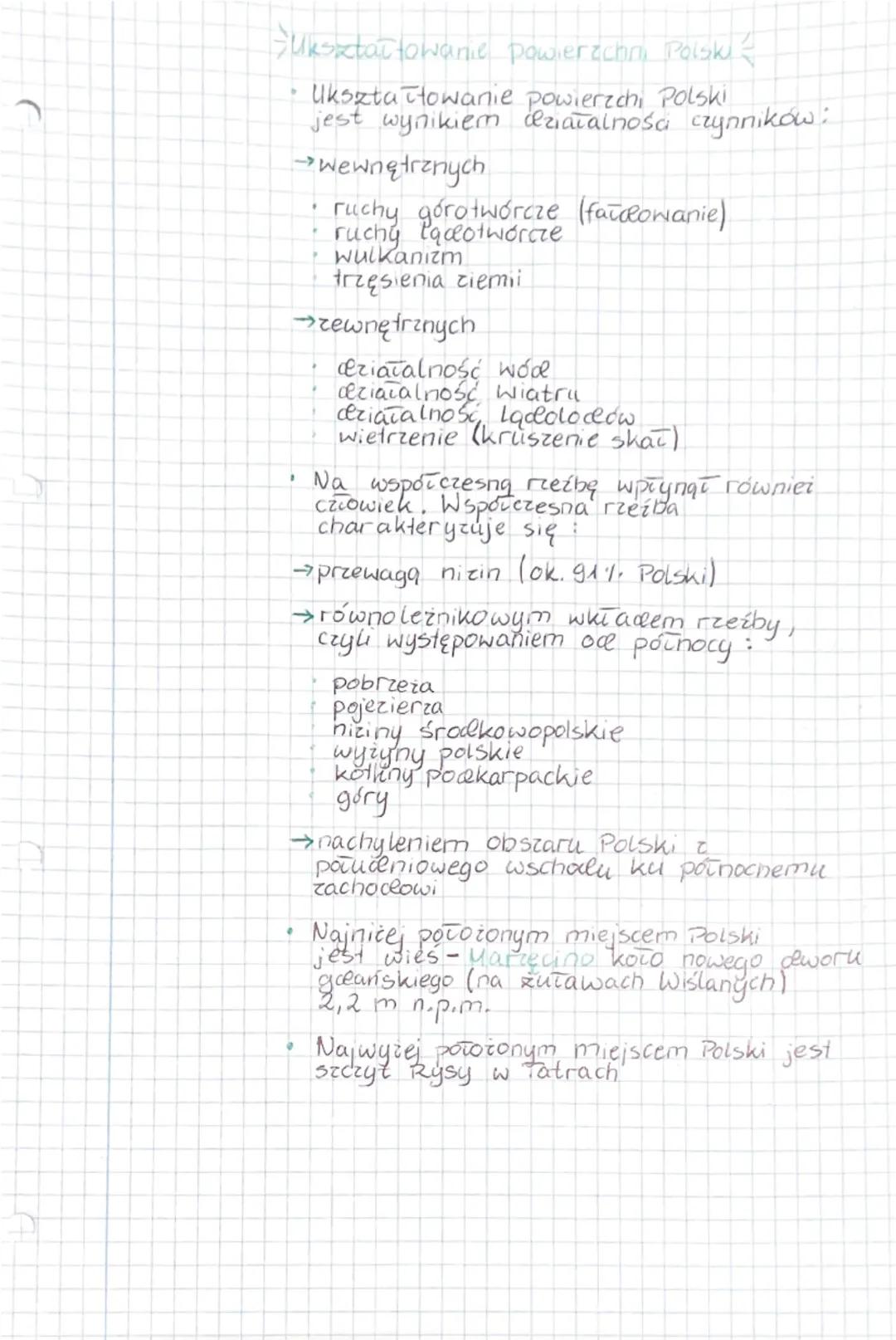 - ukształtowanie powierzchni Polski =
·
•
Uksztatowanie powierzchi Polski
jest wynikiem działalności czynników:
→wewnętrznych
..
· ruchy gór