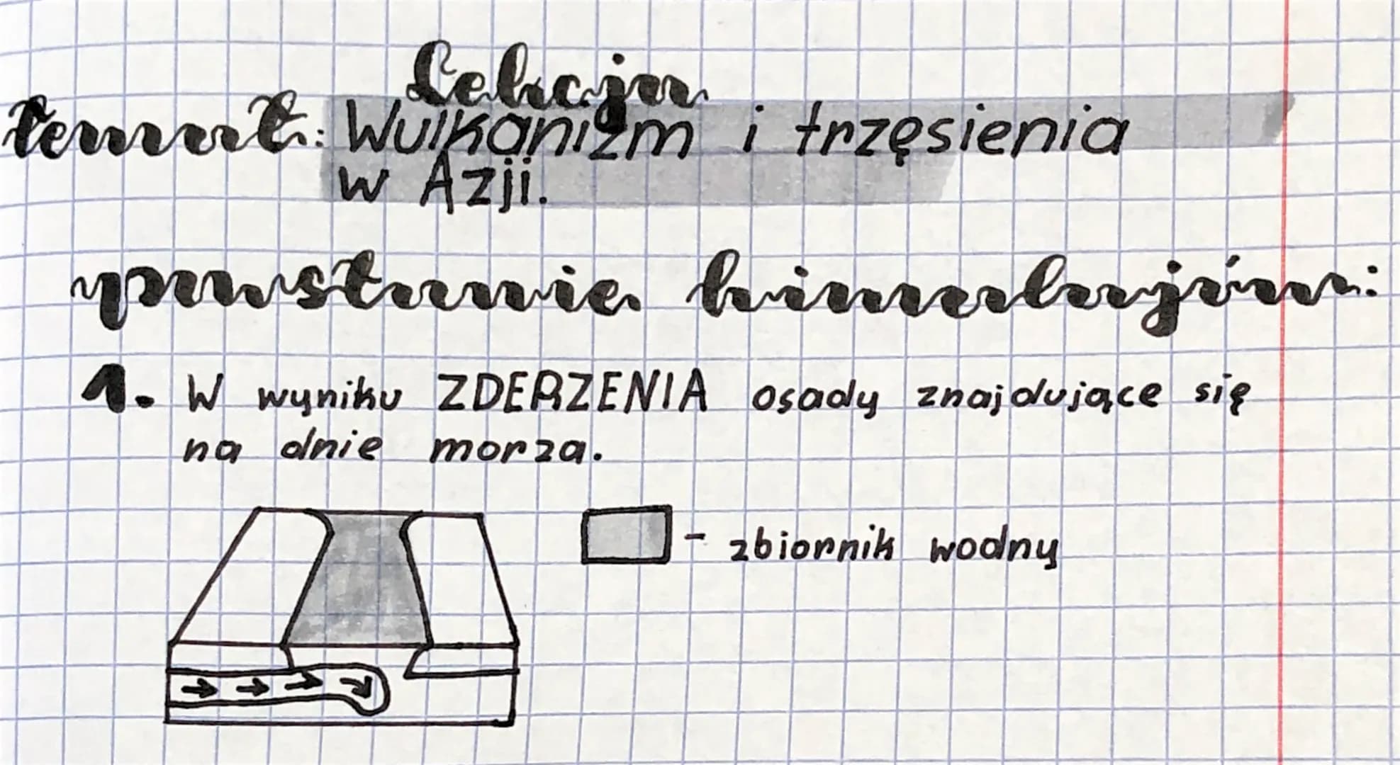 terrert.
temaet: Wulkanizm i trzęsienia
w Azji.
pwstanie himalajów:
1. W wyniku ZDERZENIA osady znajdujące się
na dnie morza.
4
R
zbiornik w