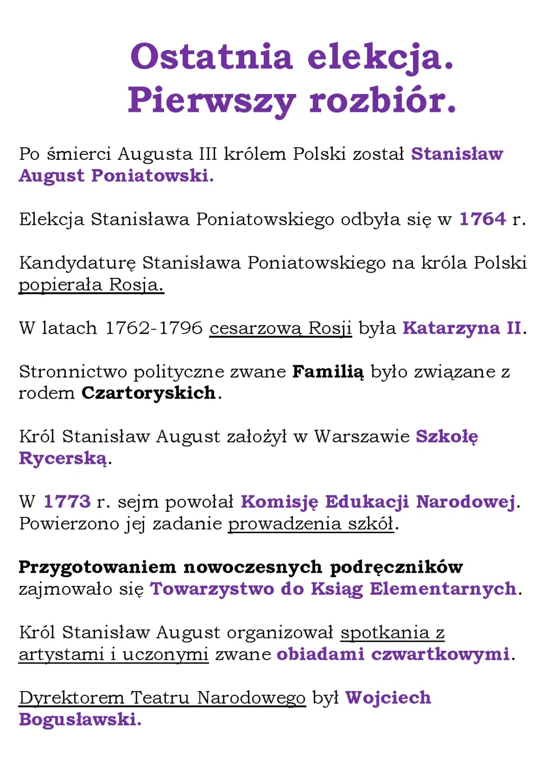Ostatnia wolna elekcja i pierwszy rozbiór Polski