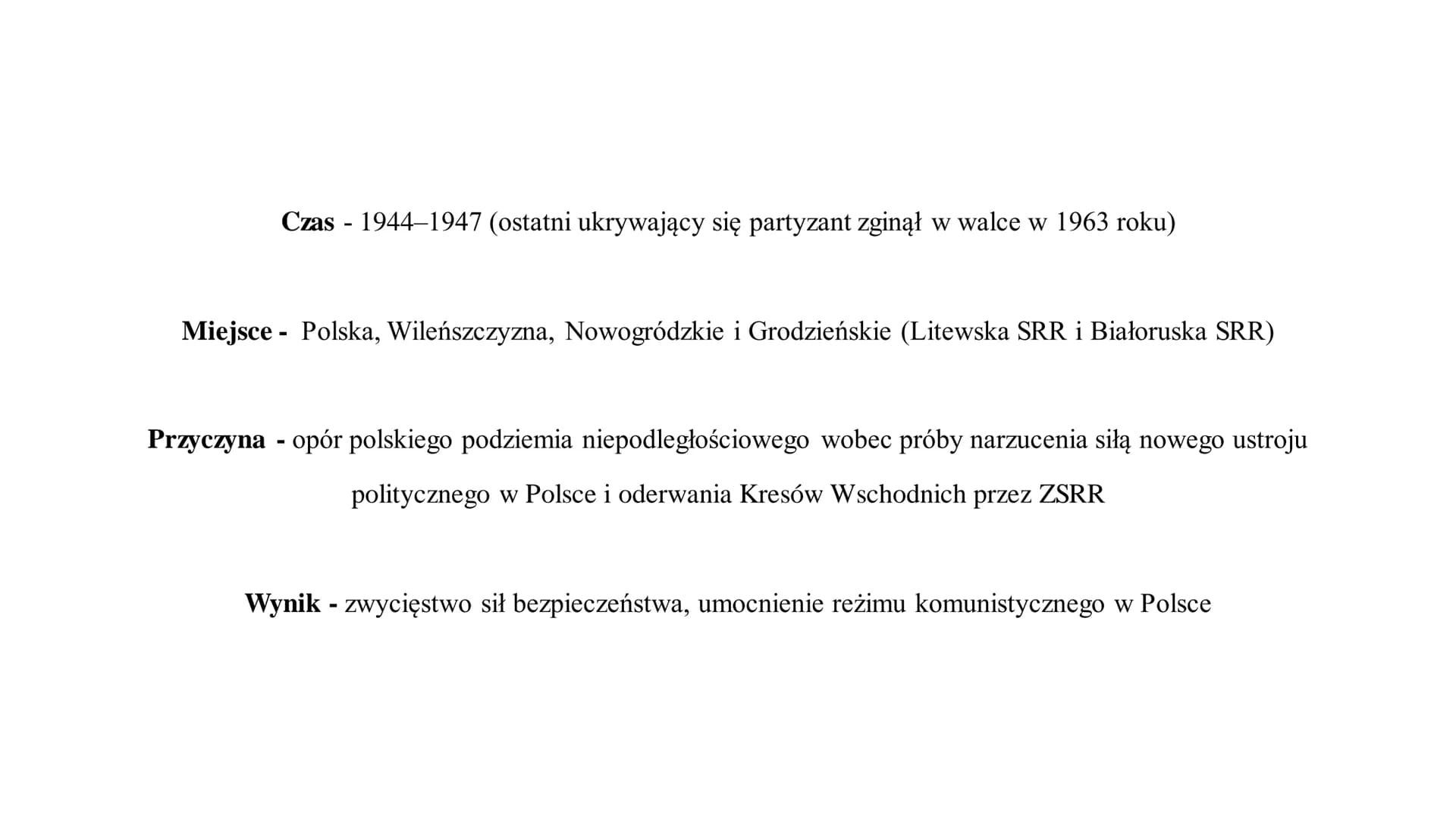 ŻOŁNIERZE WYKLĘCI
1944-1956 ŻOŁNIERZE WYKLĘCI
Żołnierze Wyklęci byli żołnierzami polskiego powojennego podziemia
niepodległościowego i antyk