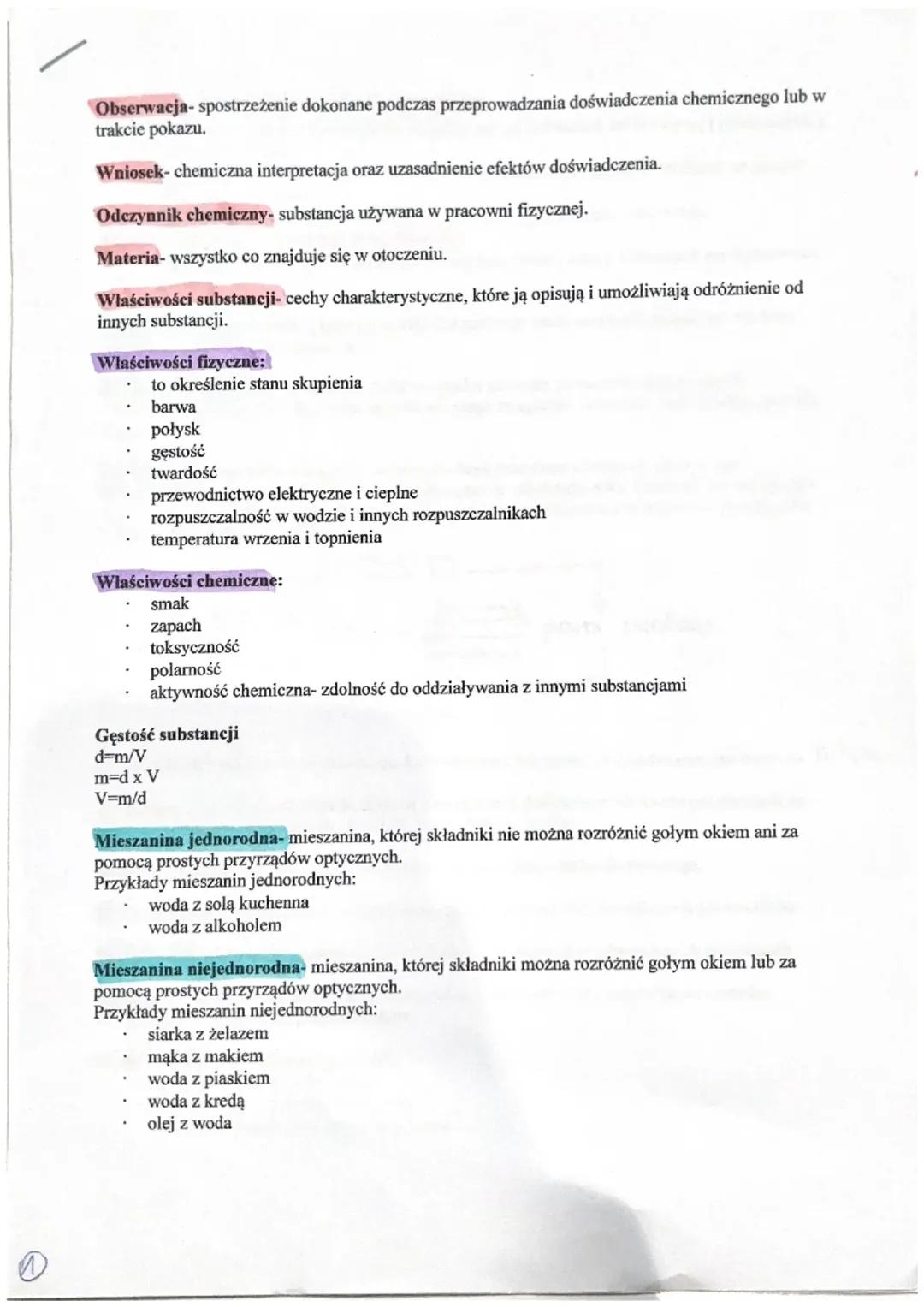 Substancje i ich przemiany 