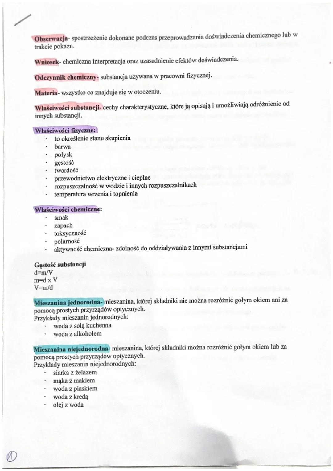 Obserwacja- spostrzeżenie dokonane podczas przeprowadzania doświadczenia chemicznego lub w
trakcie pokazu.
Wniosek-chemiczna interpretacja o