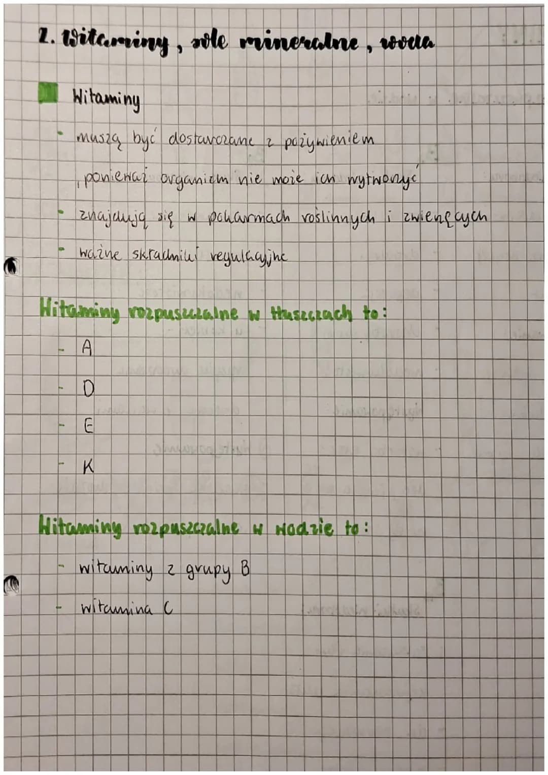 C
TO
2. Witaminy, wole mineralne, woda
Witaminy
muszą być dostarczane z pożywieniem
ponieważ organiem nie może ich wytworzyć
znajdują się w 