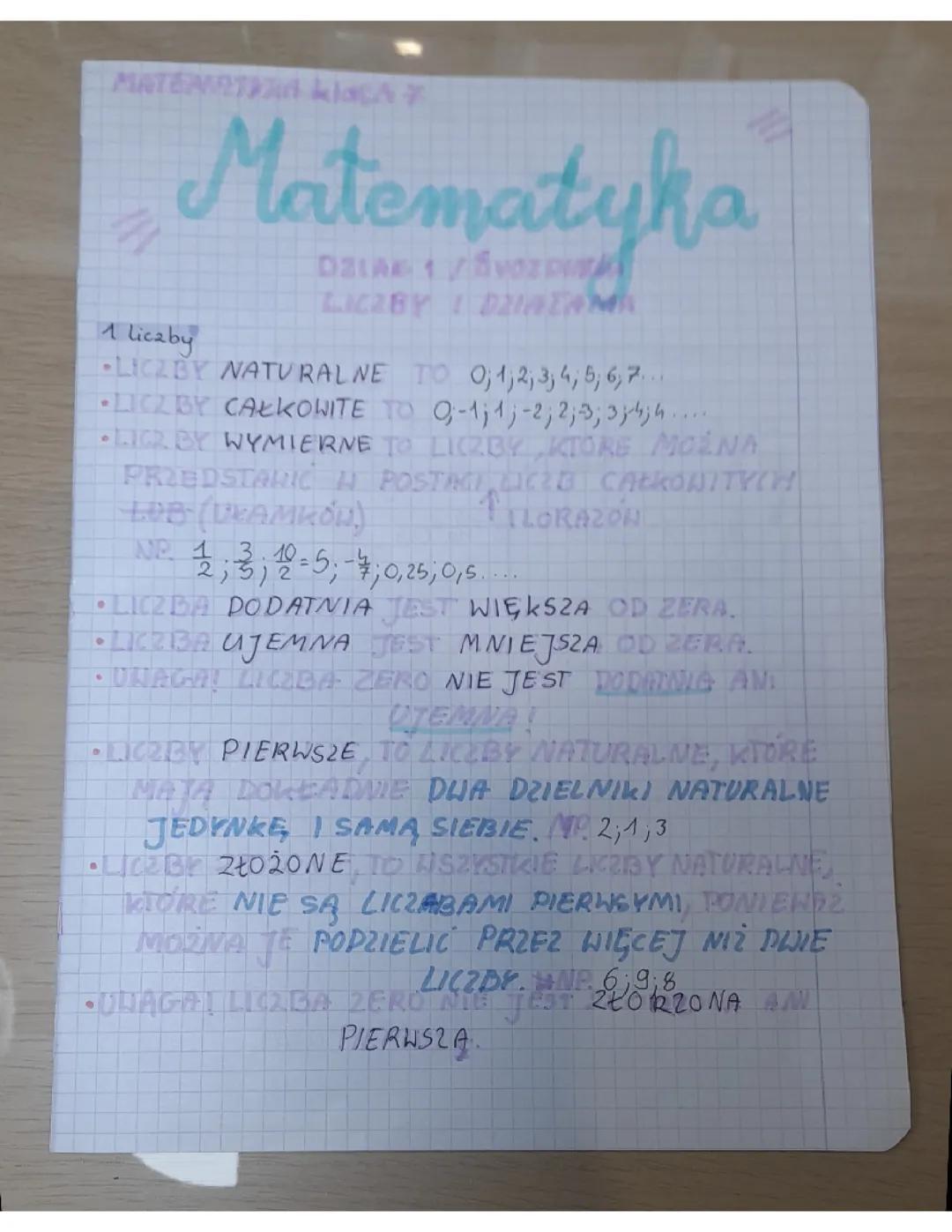 Matematyka liczby i działania dział 1 gwo