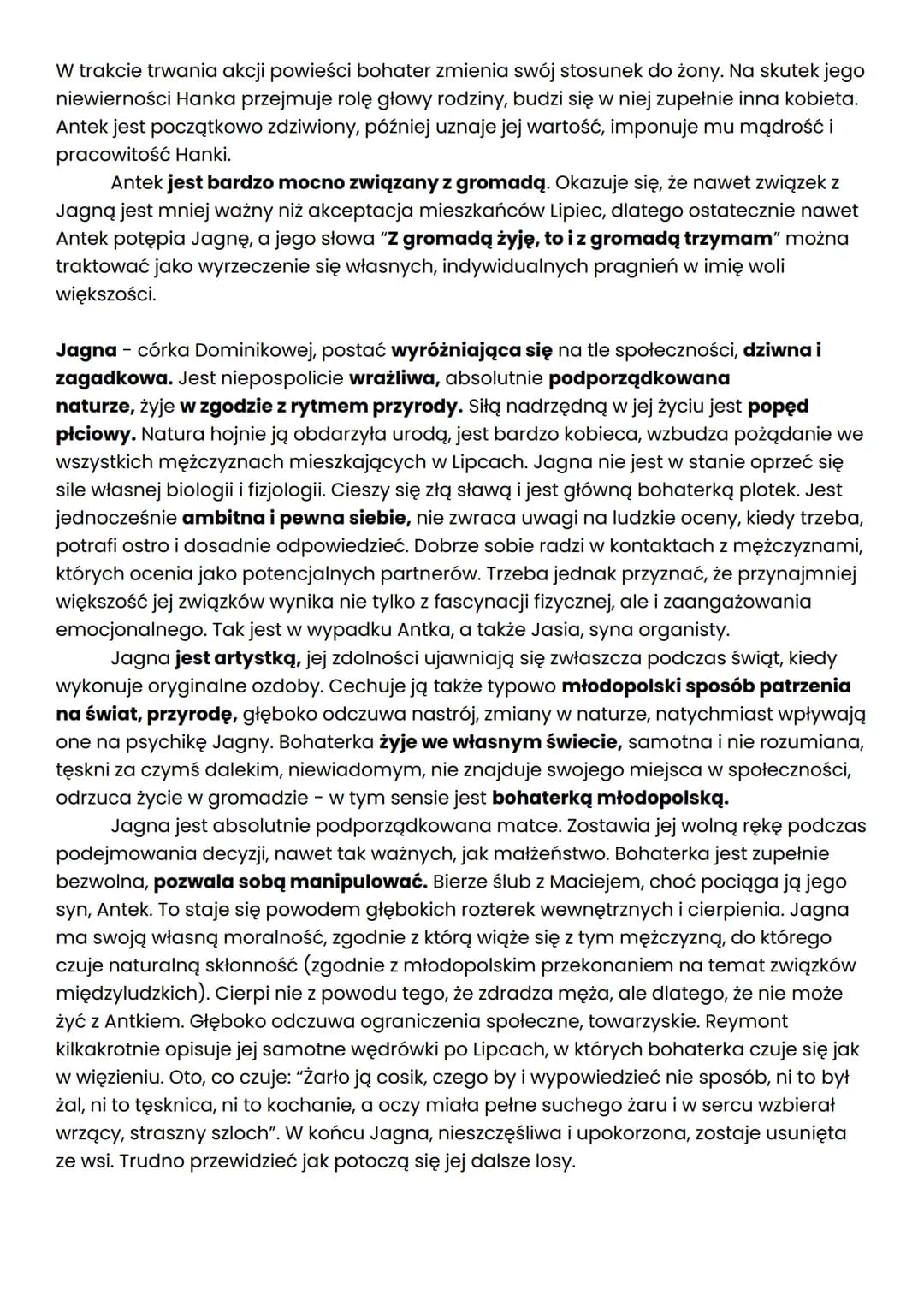 CHARAKTERYSTYKA BOHATERÓW W
POWIEŚCI CHŁOPI
Maciej Boryna - 58-letni mężczyzna, najbogatszy gospodarz w Lipcach, cieszy się w
gromadzie wiel