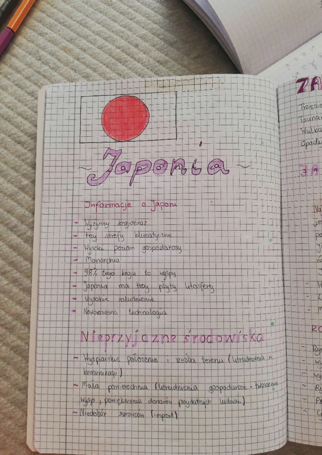 2
N
1
Japonia
Informacje o Japon
Wyżynny krajobraz
tray strefy klimatyczne
Wysoki poziom gospodarczy
Monarchia
98% tego kraju to wyspy
Japon