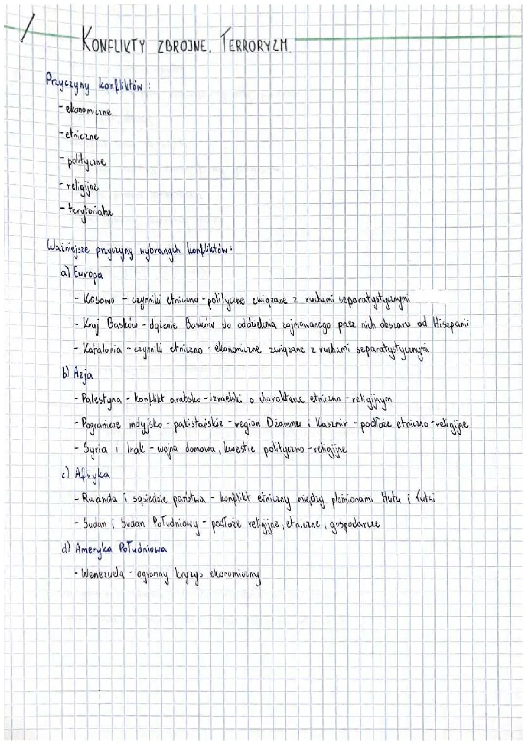 Konflikty Zbrojne i Terroryzm - Geografia Zakres Rozszerzony